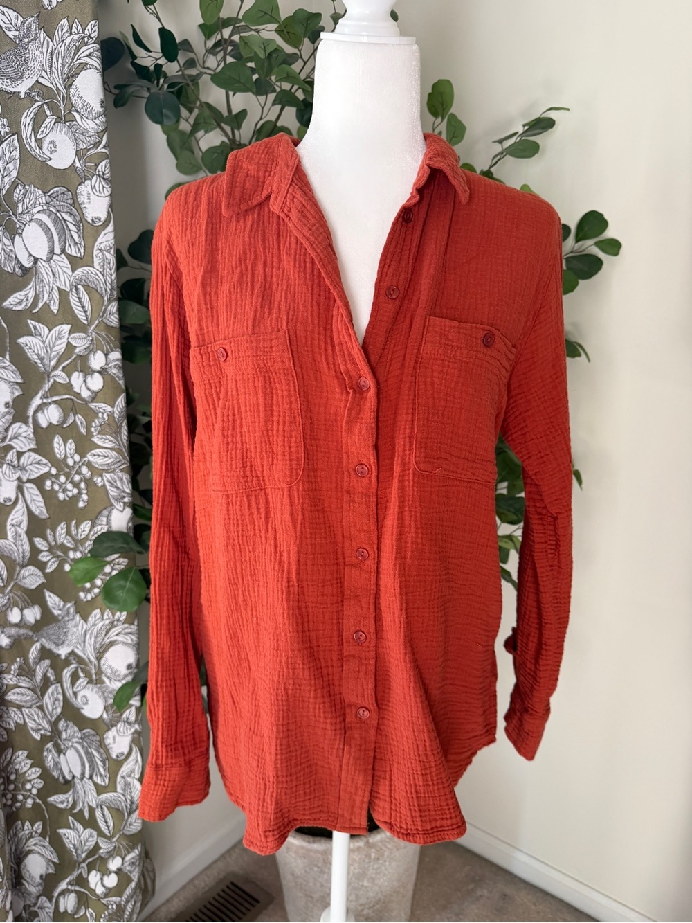 Sanctuary Rust-Red Gauze Button-Down Shirt - Women